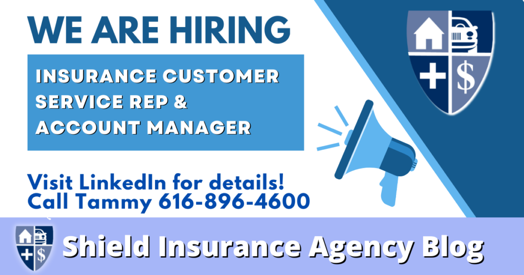 we are hiring insurance customer service rep & Account Manager Call Tammy 616-896-4600 Visit LinkedIn for details!